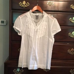 White Sheer Ann Taylor Blouse